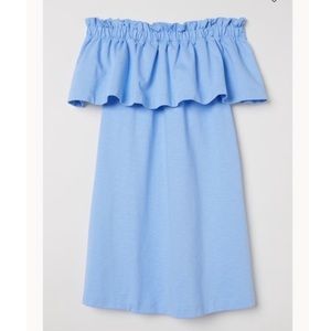 H&M Off-the-Shoulder Ruffled Blue Dress
